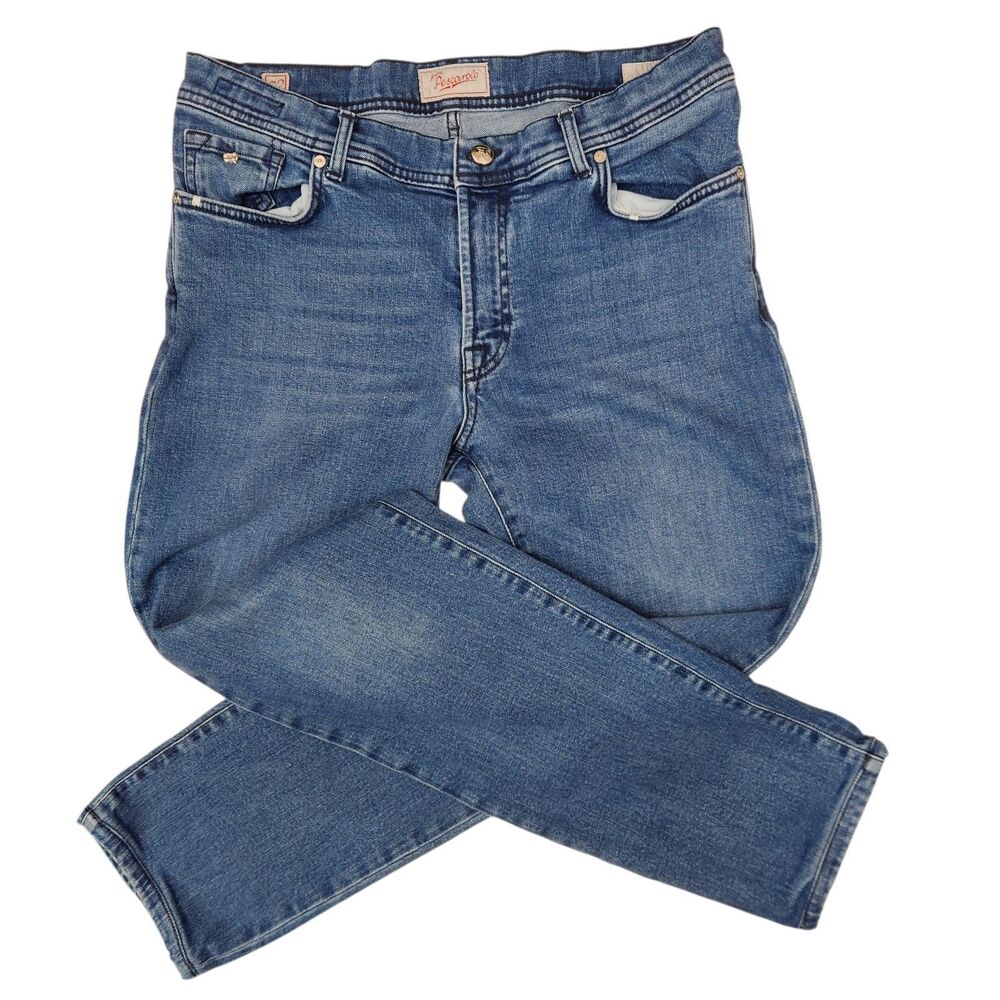 Marco Pescarolo Mens Straight Leg 5 Pocket Medium Wash Jeans 52 Made In Napoli